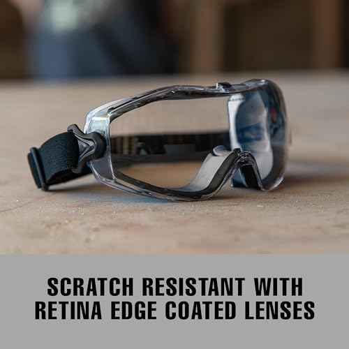 SolidWork Safety Goggles Anti-Fog Clear Lens with Adjustable Elastic Headband. Protective Eyewear for Men & Women