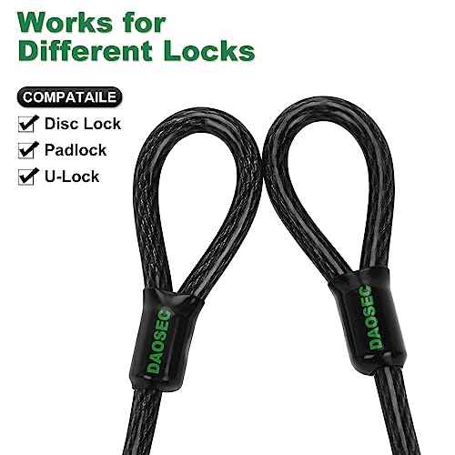 15 ft x 1/2" Heavy Duty Cut-Proof Security Cable | Flexible Vinyl-Coated Braided Steel with Looped Ends | Weatherproof Anti-Theft Locking Cable for Bikes, Gates, Kayaking & Outdoor Equipment