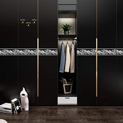 VEELIKE Lace Border Window Sticker Transparent White Removable Peel and Stick Wallpaper Wall Waist Line Sticker for Wall Glass Window Door Home Decor DIY (4 inch¡¿32.8 ft)
