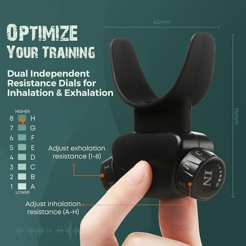 Breathing Trainer | Premium Silicone Trainer | Boost Breathing Patterns | Adjustable Resistance Levels | Compact, Portable, and Easy to Maintain (Black)