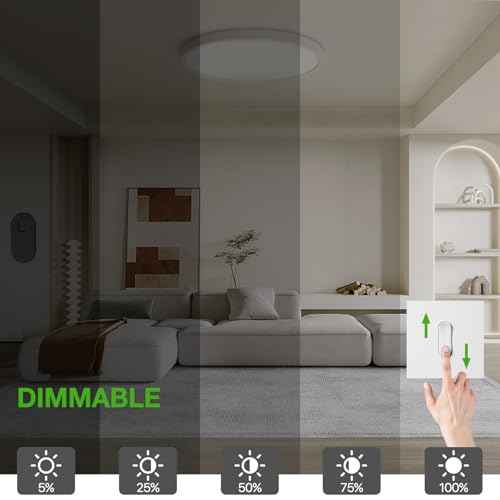 6Pack 12Inch LED Flush Mount Ceiling Light Fixture,24W 2400LM,Dimmable CCT 3000K/4000K/5000K,Round Flat Panel Light for Bedroom,0.7Inch Thin Modern Low Profile Ceiling Lights for Hallway,Porch