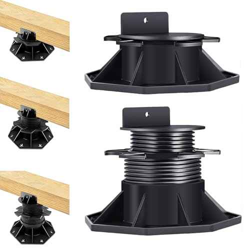 12Pack Adjustable Deck Support Pedestal Deck Foundation Base Support£¬Used for Floating Deck Platform Deck Floor Height Adjustment Raising, Adjustment Raising from 2-3/8" to 5-1/2", Black