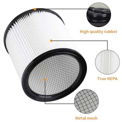 DXVC6910 Cartridge Filter Replacement for DEWALT Wet Dry Vacuum Cleaners 6-16 Gallon, Compatible with Dewalt DXV06P DXV09P DXV10P DXV10PL DXV10SA DXV12P DXV14P DXV16P, 2 Pack