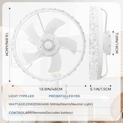 19'' Modern Ceiling Fans with Lights, Low Profile Flush Mount Remote Reversible Ceiling Fan White