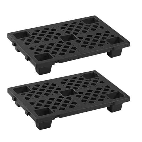 2 Pcs Plastic Pallets, Lightweight Waterproof Floor Pallet, Interlocking Storage Pad with Breathable Grids, Applicable to Indoor and Outdoor, Garages, Kitchen and Basement