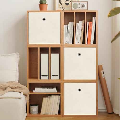 Black Fabric Storage Bins,Fabric Baskets For Organizing Shelves,11 Inch Foldable Cube Storage Bins With Handles For Home, Toys, Clothes, Bathroom, Closet Organizer,Set of 8,(Creamy-White)