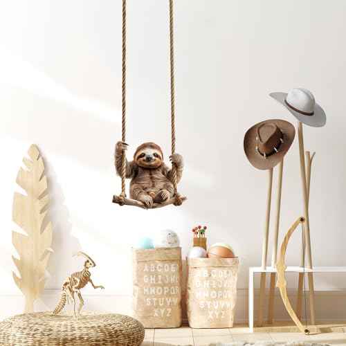 Lifelike Sloth on The Swing Wall Decal Nursery Animal Wall Sticker Removable Peel and Stick Wall Art Decor for Kid Baby Classroom Preschool Living Room Playroom Bedroom School