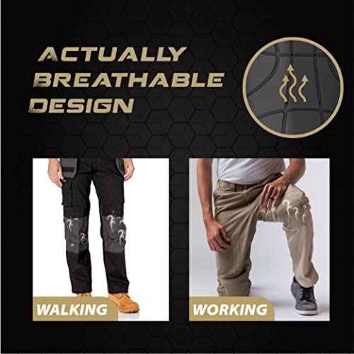 Knee Pad Insert for Work Pants/Bibs, Uniforms, and Tactical Pants, Breathable Knee Pad Inserts for Construction, Flooring, and Garage, 11.5''¡¿7.9''¡¿0.45'', BLACK, 3 Pairs