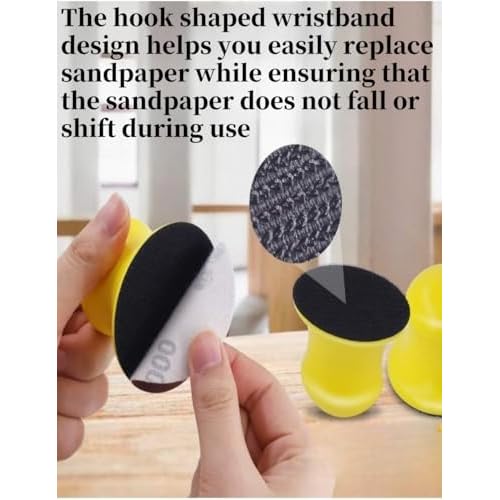 2Pack 3inch Round Hand Sanding Blocks,Hook and Loop Sanding Block,Round Detail Sanding Disc for Wood Furniture Restoration Home Arts and Crafts(Yellow)