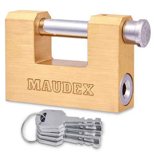 Maudex¢ç MBX/70 Solid Brass Heavy Duty Lock with 0.51¡± Shackle Clearance and 0.39¡± Thick Bolt - [Anti Pick, Anti Drill Cylinder] - Ideal Lock for Storage Units with 5 Keys