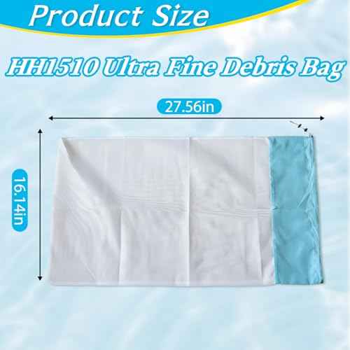 HH1510 Ultra Fine Debris Bag Replacement, 75 Micron Debris Bag for Hammerhead Pool Vacuum Cleaners, Secure Drawstring Closure Volcano Bags Also Made for HH1506 Hammer Head Bag