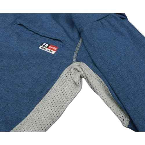 BOCOMAL FR Shirts for Summer Breathable Vented Design 6oz Heather Jersey Flame Resistant Long Sleeve Crew T Shirt