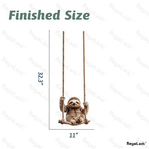 Lifelike Sloth on The Swing Wall Decal Nursery Animal Wall Sticker Removable Peel and Stick Wall Art Decor for Kid Baby Classroom Preschool Living Room Playroom Bedroom School