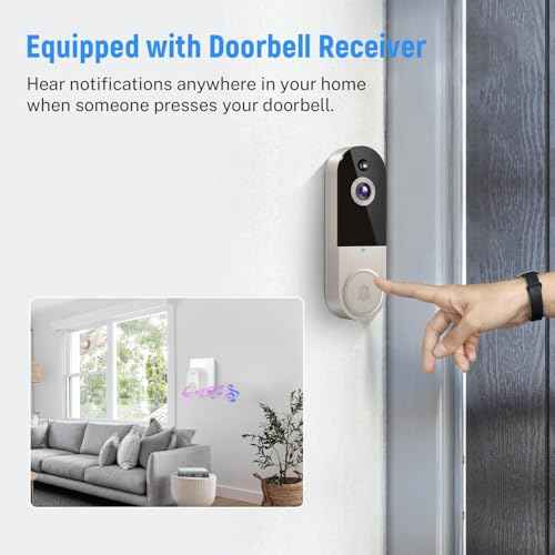 1080P Smart Wireless Video Doorbell Camera, AI Human Detection, 2.4G WiFi, Two-Way Talk, Battery Powered, Night Vision, Real-Time Alerts, Weather-Resistant, Cloud Storage (Linen)