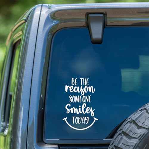Be The Reason Someone Smiles Today Decal Inspirational Positive Quote Vinyl Sticker Waterproof Easy to Apply Motivational Car Laptop Window Wall Accessory 4.82 x 7 Inches
