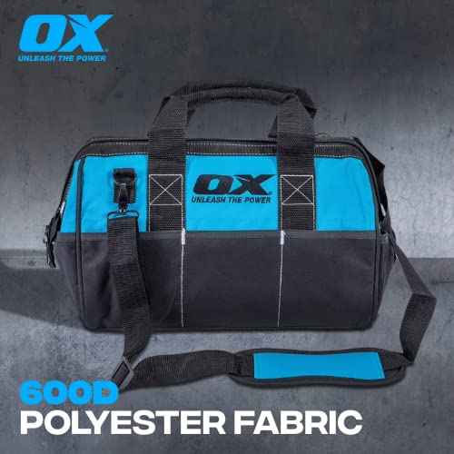 OX TOOLS Pro 15-Inch Wide Mouth Nylon Tool Storage Bag | PVC Nylon & Reinforced Stiching