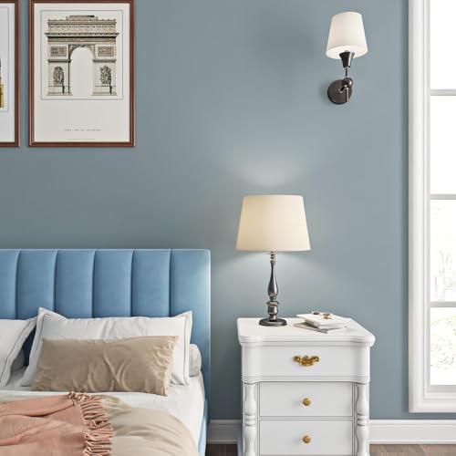 Livelynine Light Blue Wallpaper Peel and Stick Dusty Blue Contact Paper for Cabinets Walls Solid Color Wall Paper for Bedroom Self Adhesive Slate Blue Vinyl Wrap Kitchen Cabinet Covers 15.8x78.8