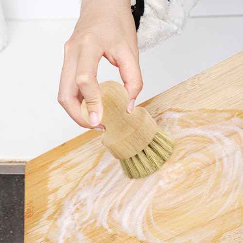 Cutting Board Oil Wax Applicator and Scrub Brush Set- Natural Bamboo with Sisal Fiber and Sponge for Mineral Oil Board, Wooden Worktops, Butcher Blocks, Utensil Care(as Shown,Size:2pcs)