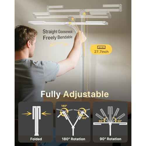 ONEMIX 42" LED Desk Lamp with Clamp, Architect Desk Light with Remote, Adjustable 4-Segment Bar, 1800LM Bright, Eye-Caring Desk Lamp for Home Office, Reading, Study, Dual Monitors, Workbench (White)