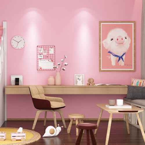 FunStick Cute Pink Wallpaper Peel and Stick Waterproof Light Pink Contact Paper Peel and Stick for Cabinets Classroom Desk Self Adhesive Wall Paper for Girls Bedroom Bathroom Walls Shelves 15.8"x78.8"