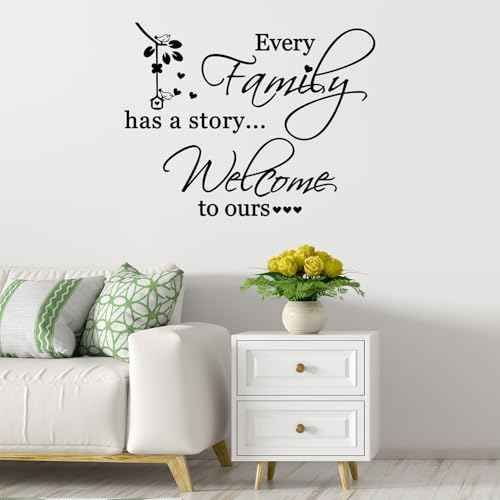 Wall Decals Stickers Inspirational, Every Family has a Story Welcome to Ours, Vinyl Positive Saying Motivational Quotes Decal, Motivational Quote Sayings Wall Stickers DIY Home Decors