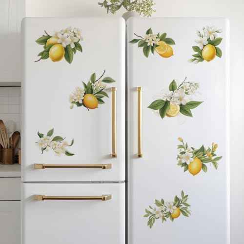8 Pcs Lemons Wall Stickers, sacinora DIY Lemon Fruit Art Wall Decals Removable Vinyl Peel and Stick for Kitchen Dining Restaurant Bar Furniture Refrigerator Home Decor