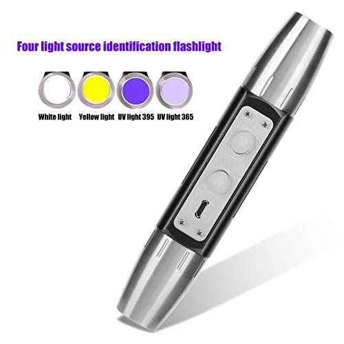 Jade Appraisal Light Detector Lamp, Super Bright DX6 USB Rechargeable Quad LEDs Expert Jade Appraisal Flashlight for Jewelry Appraisal Gemstones Diamond