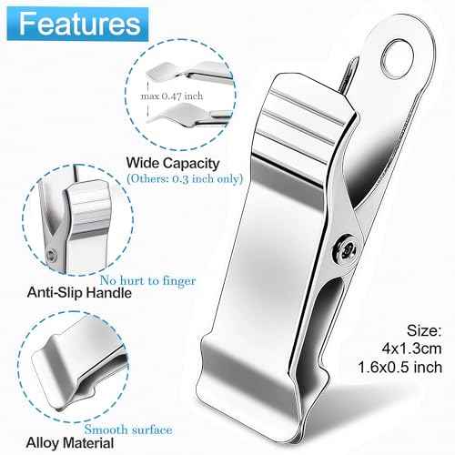 20 Pcs Small Metal Clips Spring Mini Clamps for Crafts, Metal Clamps for Baking, Stainless Steel Small Clips for Backdrop Office Paper Hanging Lights, Spring Clamps Alligator Clips