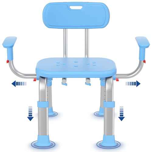 KingPavonini Shower Chair for Inside Shower with Arms and Back, Height & Width Adjustable Heavy Duty Shower Seat for Inside Tub(550 lb), Shower Chair for Elderly and Disabled