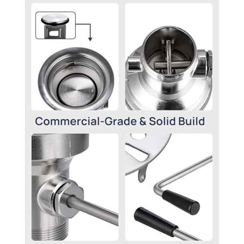 3-1/2" Commercial Sink Drain with Twist Lever Handle, Waste Drain Valve Without Overflow Inlet for Restaurant 2/3 Compartment Sink, Easy Controll, Block-Free and Leakproof