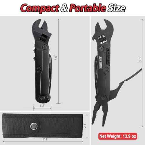19-in-1 Multitool Wrench ? Stainless Steel Adjustable Wrench with Pliers, Knife, Wire Cutter, Saw, Screwdrivers ? Compact EDC Pocket Tool for Camping, DIY Repairs, Gift for Men