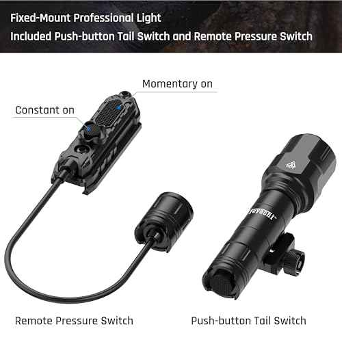 Feyachi WL25 1200 High Lumens Tactical AR Flashlight LED Light with Pressure Switch & Fixed Picatinny Rail Mount, 3 Modes - High/Low/Strobe