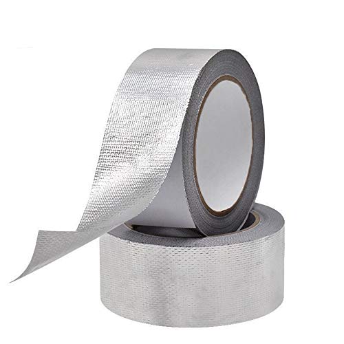 2" Fiber-Glass Cloth Tape Roll, 2 inches x 65 Yards Self-Adhesive Silver Duct Heat Reflective Tape, Insulation Resistant High Temperature HVAC Tape, Metal Repair, Patching Hot Cold Air