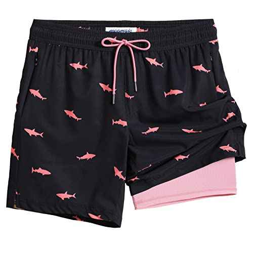 maamgic 2 in 1 Mens Swim Trunks 7 Inch Swim Shorts Swim Suits Board Shorts