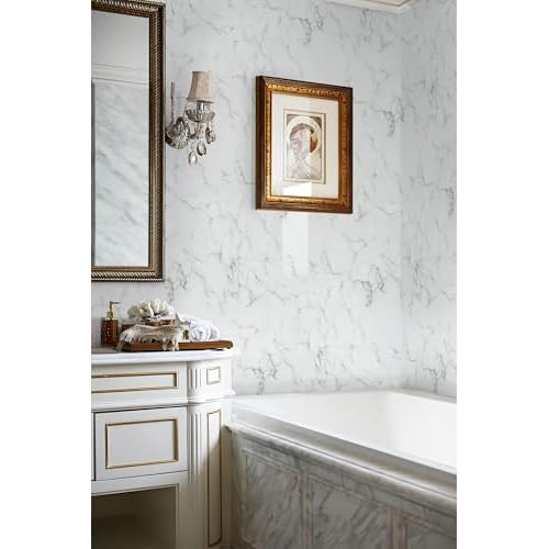 Safiyya Marble Contact Paper Peel and Stick Wallpaper Granite White and Grey Wallpaper for Kitchen Countertop Cabinet Furniture Self Adhesive Removable Wall Paper 118"¡¿15.7"
