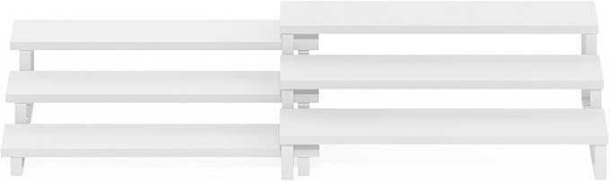 Furinno RAVEL Kitchen Countertop Organizer Set of 2, 3-Tier Nesting Metal Frame Counter Shelves, Kitchen Storage, Expandable, Spice Rack, for Pantry, Coffee Bar, White