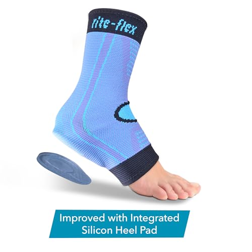 3-in-1 Ankle Compression Sleeve with Silicone Heel Pad - Ankle Brace for Sprains, Foot Fatigue, Post Surgery, Plantar Fasciitis Relief & Support (1, Medium)