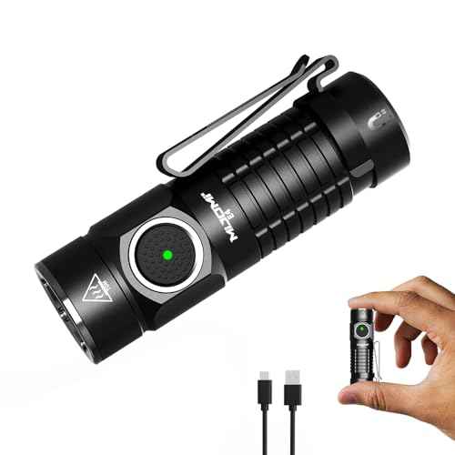 Mini EDC Flashlight with Magnet, Compact Rechargeable Pocket Light 1100 High Lumens Travel Flashlight Rechargeable, E4 Small Flashlight with Clip for Outdoor, Hiking, Walking