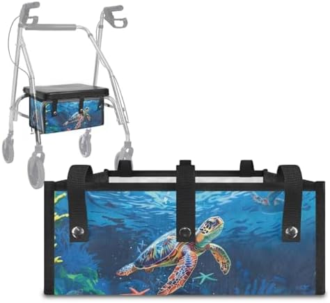 LedBack Walker Accessories Bag Sea Turtles Walker Seat Covers Rollator Walker Seat and Backrest Covers Underseat Pouch Tote for Rolling Walkers
