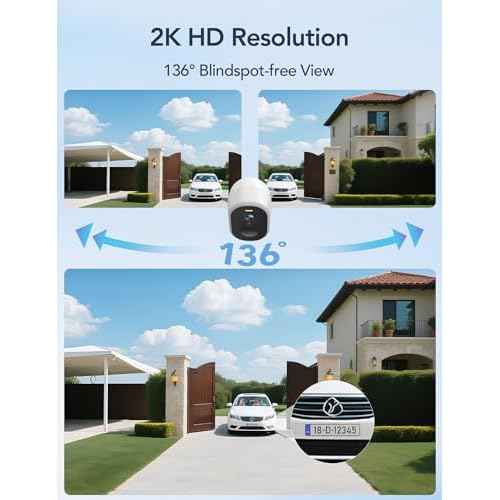 GNCC Solar Cameras for Home Security, 2K HD Security Cameras Wireless Outdoor, Battery Powered Outdoor Camera, Color Night Vision, PIR Detection, Alarm, IP65 Waterproof, 2-Way Talk, 5G & 2.4Ghz WiFi