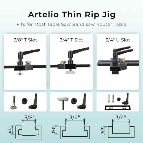Thin Rip Jig Table Saw Jig Guide, Upgraded Making Repetitive Narrow Strip Cuts, Woodworking Tools Fast Thin Ripping Guide, Fits for 3/4" T Slot, 3/4" U Slot, 3/8" T Slot, for Band Saw Router Table