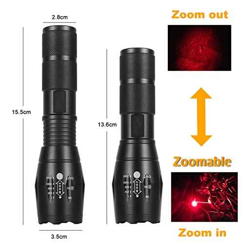 WINDFIRE Tactical Red LED Light Flashlight 300 Yards Zoom Focus Adjustable Flashlights Coyote Hog Fox Predator Varmint Hunting Lights Sets with Pressure Switch, Scope Mount