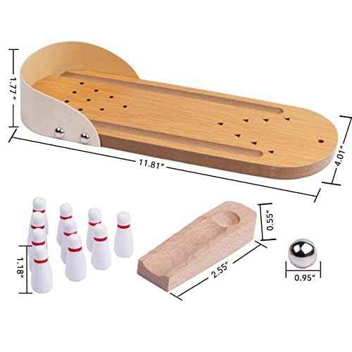Table Top Mini Bowling Game Set-Tabletop Wooden Board Mini Arcade Desktop Tiny Bowling Shooting Alley Office Desk Stress Relief Gadgets Small Finger Toys Fun Gag Gifts for MenWomen Kids Teens Boys