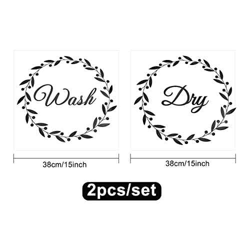 SUPERDANT Laundry Room Decals Washer and Dryer Decals Wash Dry Wall Stickers Decor Vinyl DIY Quote Wall Art for Family Laundry Shop Home Apartment Washing Machine Dryer Decal 15in