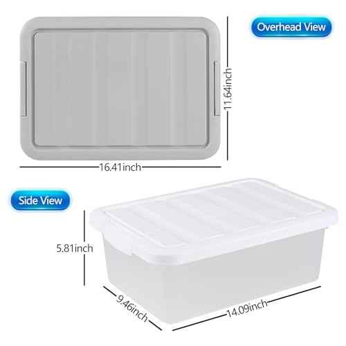 Cand 2 Pack Plastic Storage Bins with Lids, Latching Totes for Storage, 14 Qt Plastic Latching Box
