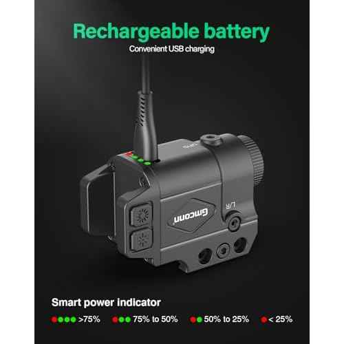 Gmconn 800 Lumen Tactical Flashlight with Green Laser Sight Combo, Gun Light Laser Sight with Strobe & Momentary Function Rechargeable