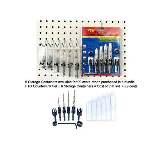 FTG USA Adjustable Wood Countersink Drill Bit Set #6#8#10#12 with Tapered Drill Bits for Woodworking
