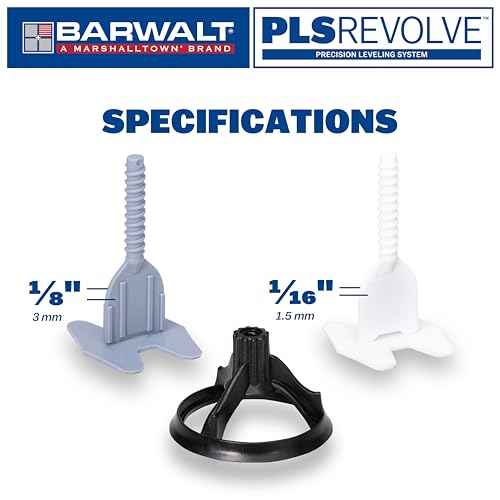 BARWALT PLS REVOLVE 1/16 Inch Tile Leveling System, Spacer Bases, 15SPIN100