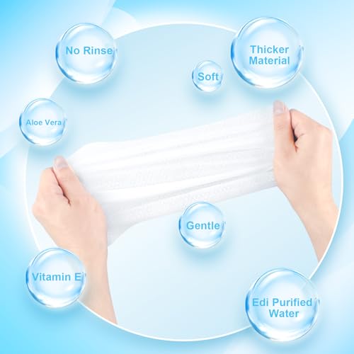200Pcs Disposable Body Wipes, 7.8 x 9.8 inch Individually Wrapped Bath Wipes for Women Men in Bulk, No Rinse-Free Large Body Bath Shower Wipes for Home Travel Hotel Outdoors Camping After Gym (White)