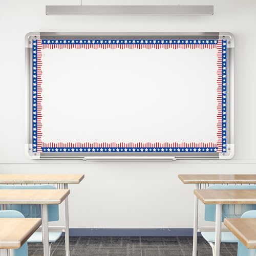 32.8Ft Patriotic Bulletin Board Border Red Blue American Flag 4th of July Star Stripe Die Cut Trim Border Roll for Independence Memorial Day Classroom Back to School Chalkboard Wall Decor
